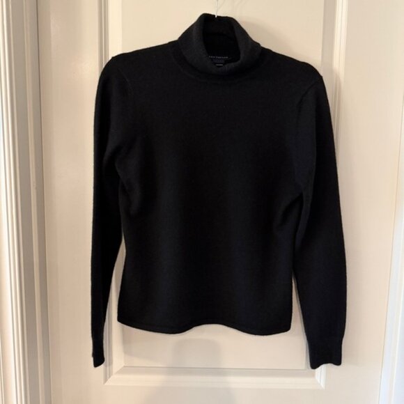 Ann Taylor 100% Cashmere Black Turtleneck Sweater Size Large - Picture 1 of 6